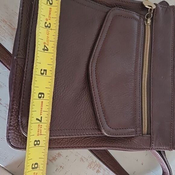 Vtg Fossil Brown Leather Crossbody Bag Purse Key 75082 American Classic Y2K Zip - Picture 11 of 11